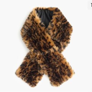NWT J.CREW Leopard Faux Fur Stole G9688